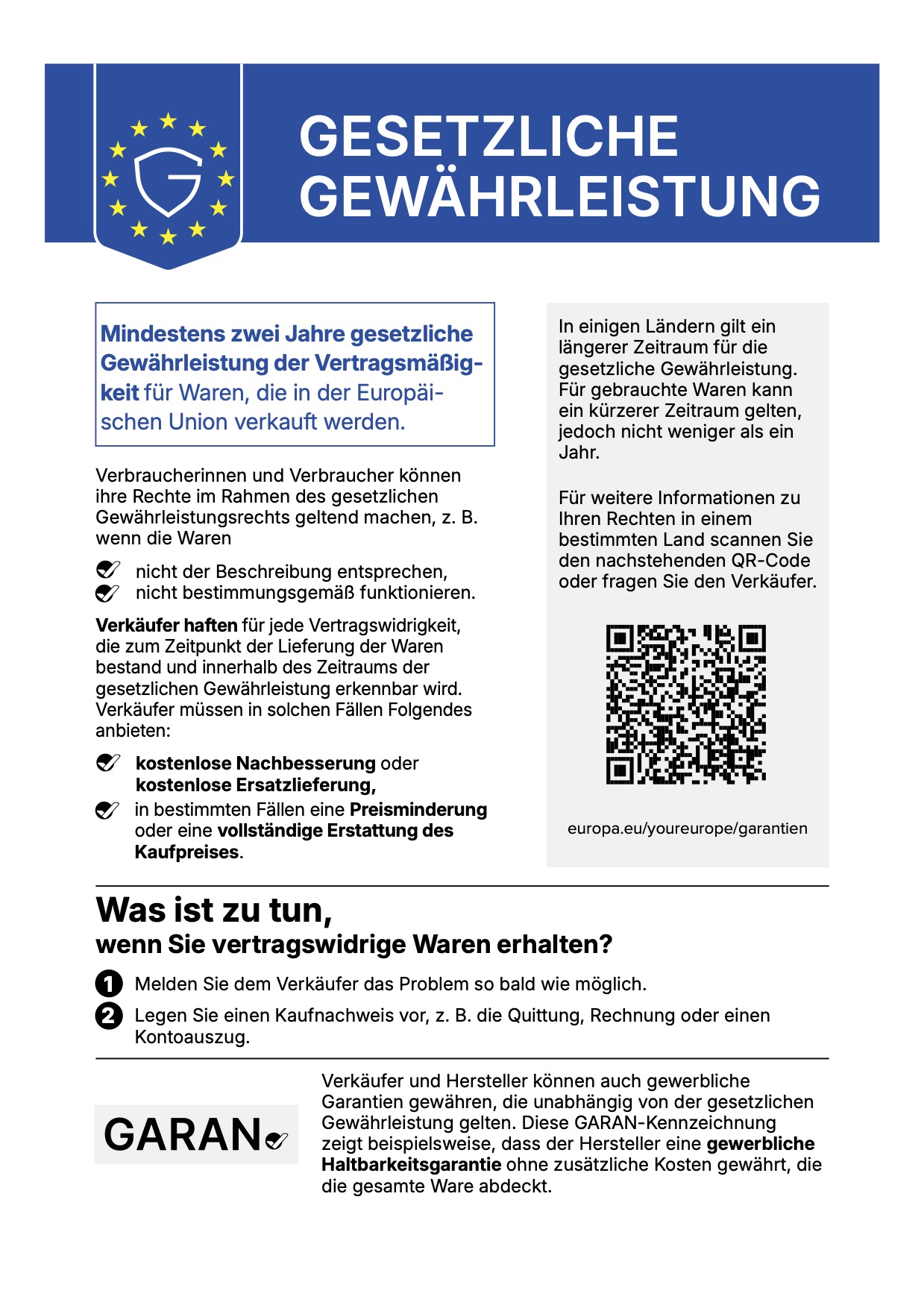 EU harmonized legal guarantee notice
